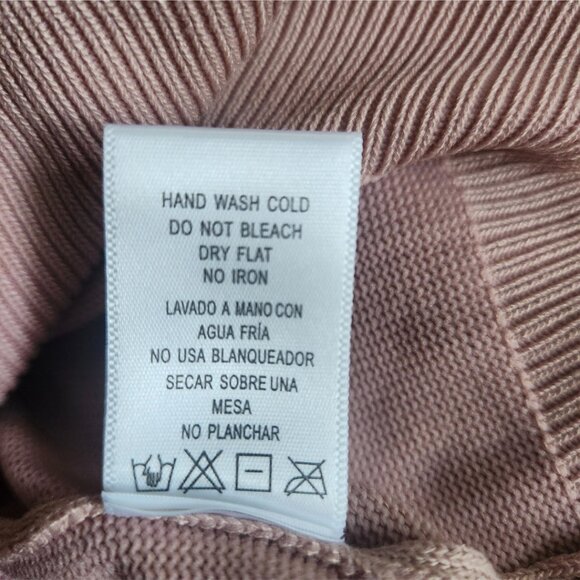 LOVE TREE Turtleneck Sheer Polka Dot Mesh Long Sleeve Sweater Pink Size S - Picture 9 of 9